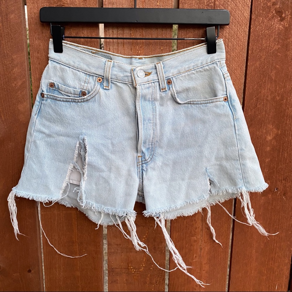 Levi’s 501 button fly distressed shorts